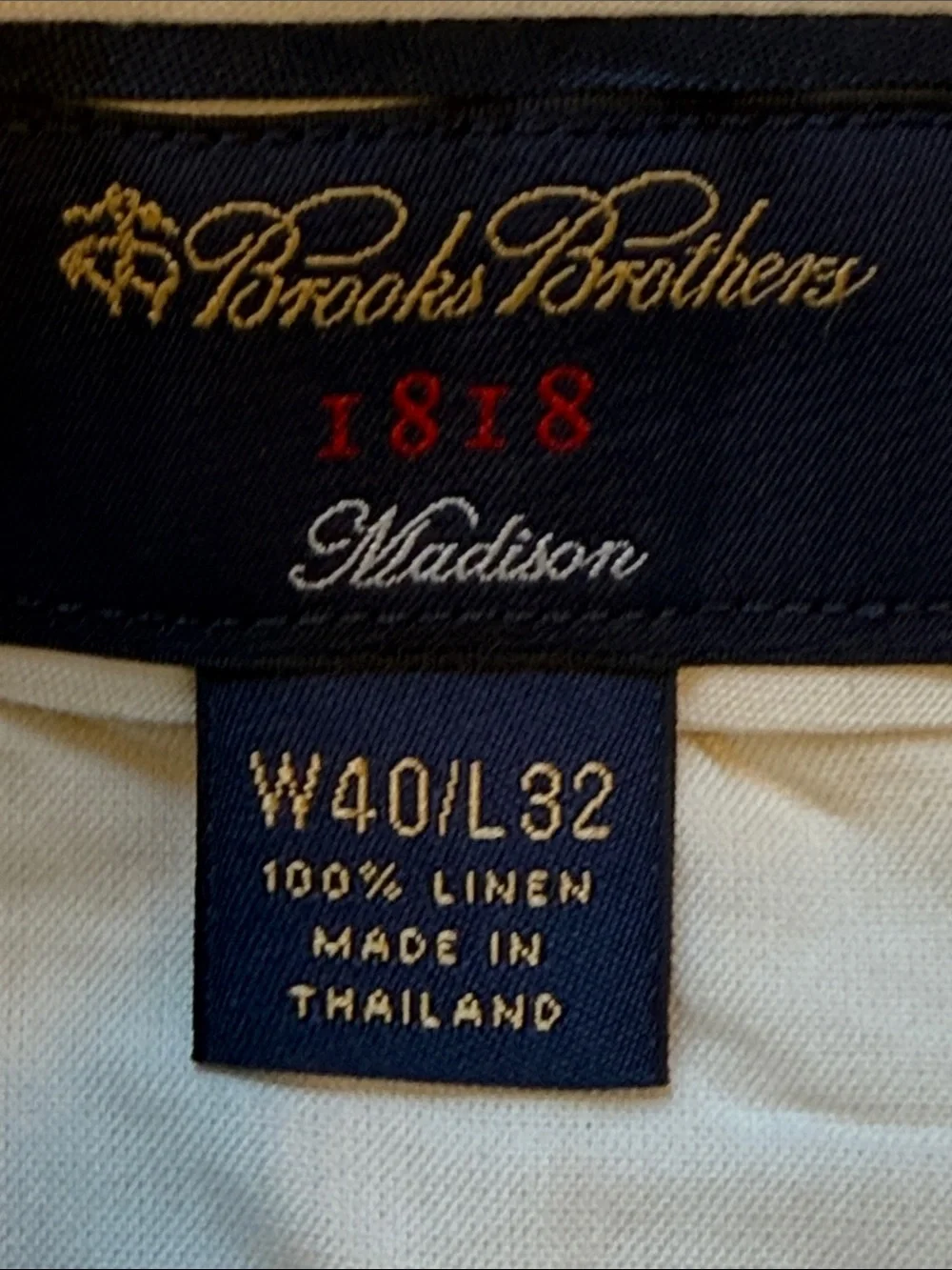 Brooks Brothers Khaki Linen Blend Pants - Light Tan size W40/L32 Madison  staine